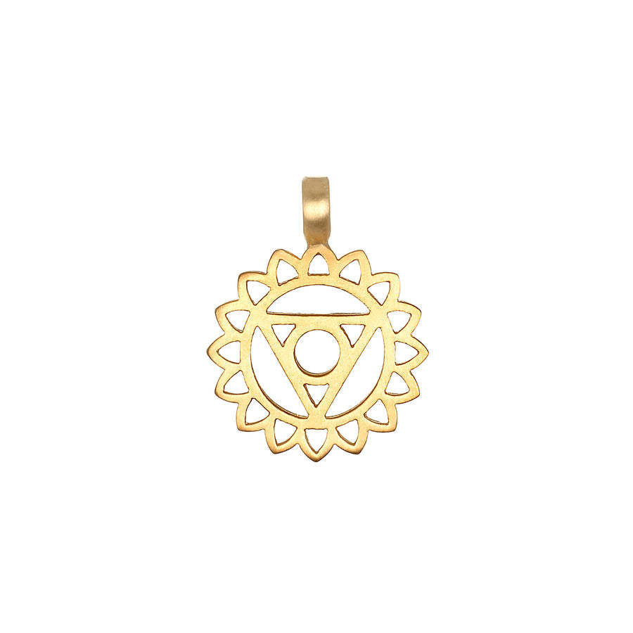Gold solar plexus chakra charm pendant. Symbol of power, will, and confidence. Chakra jewelry for red string bracelet.
