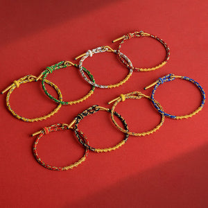 Eight Guardian Deities Red String Bracelets - Snake Zodiac Mantra Stone