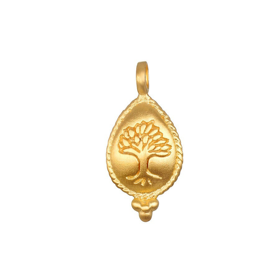 Gold-Plated Deeply Rooted Tree Charm - deep grounding, faith