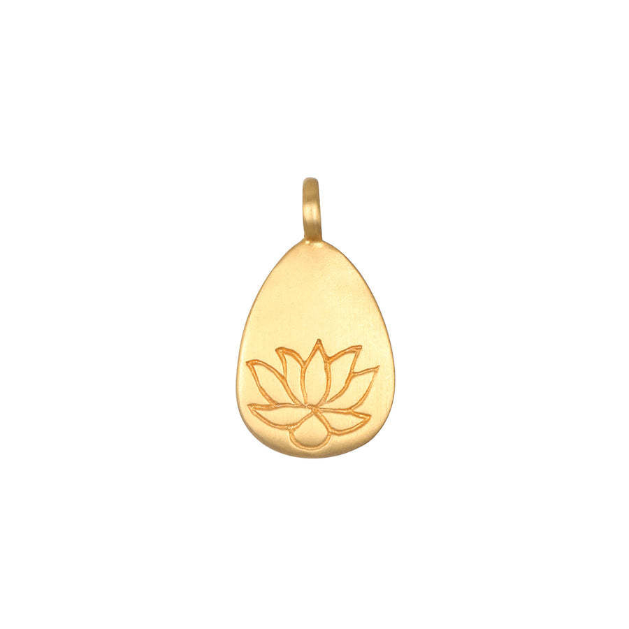Gold lotus pendant. Beginnings & infinite potential charm. Sacred jewelry with a spiritual, Tibetan Buddhist-inspired design.